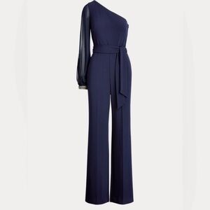 Ralph Lauren Midnight Blue One-Shoulder Jumpsuit